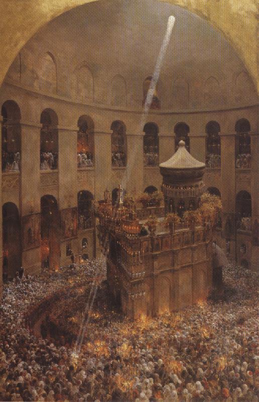 Eugene Girardet The Sacred Fire of Jerusalem oil painting image